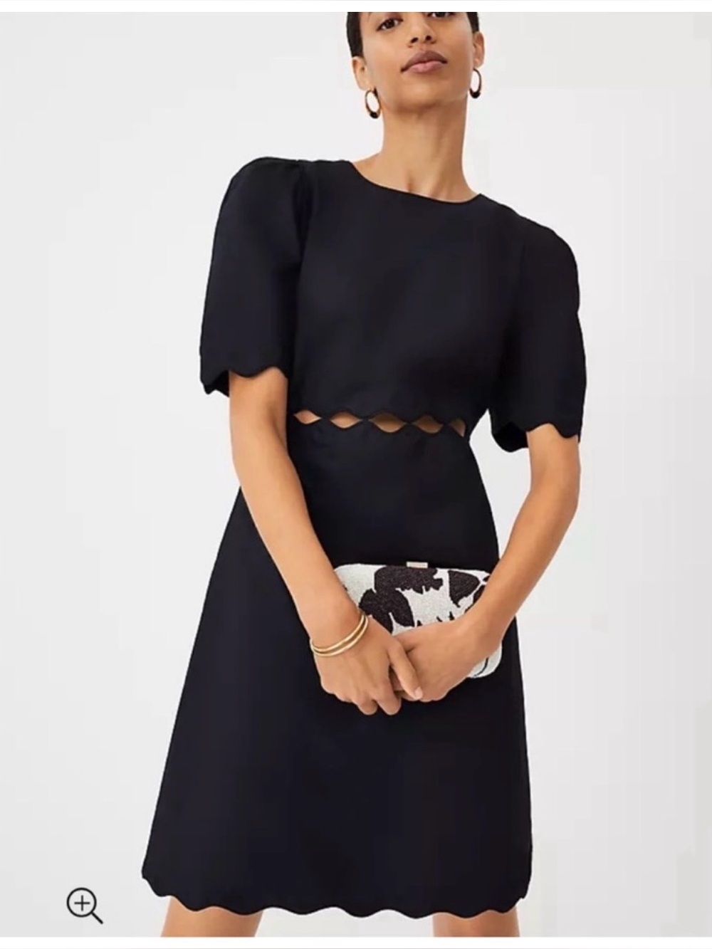 Ann Taylor Black Scallop-Edge Cutout A-Line Dress